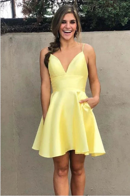 Spaghetti Straps Backless Fuchsia Homecoming Dress