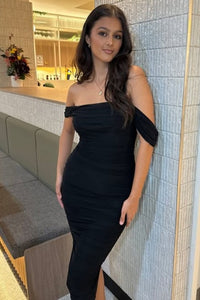 Elegant Off the Shoulder Ruched Sheath Mermaid Prom Dress