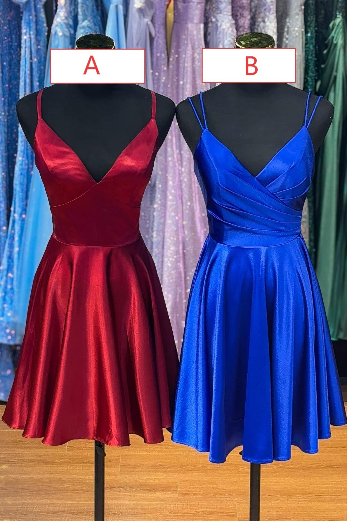A-Line Straps Red Homecoming Dress