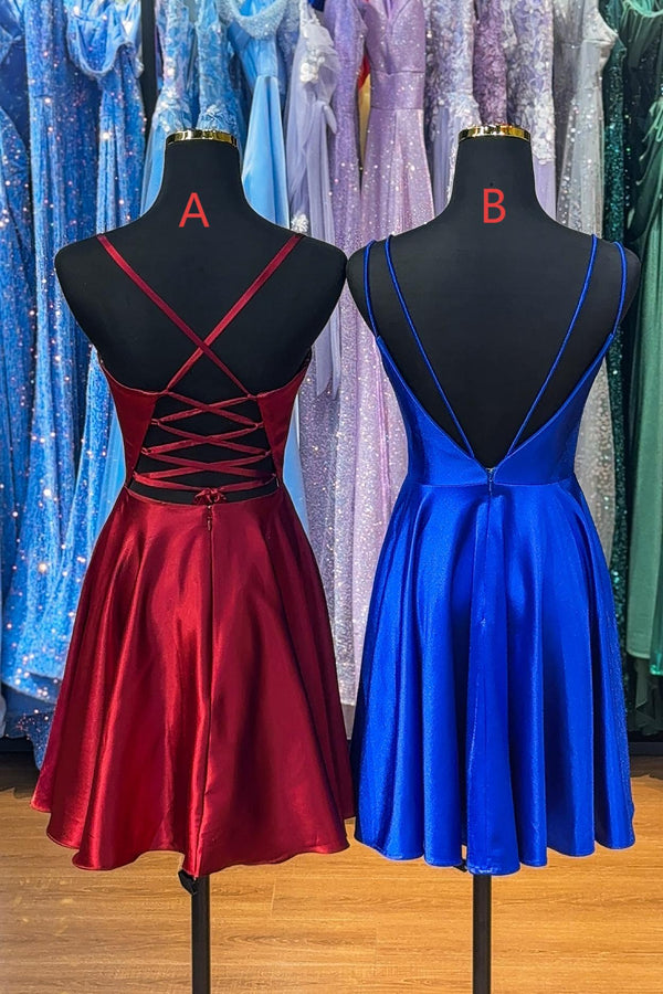 A-Line Straps Red Homecoming Dress