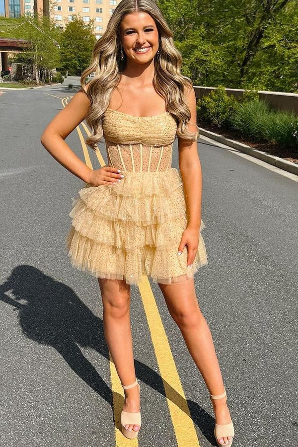 Glitter Lavender Strapless Short Homecoming Dress with Beads