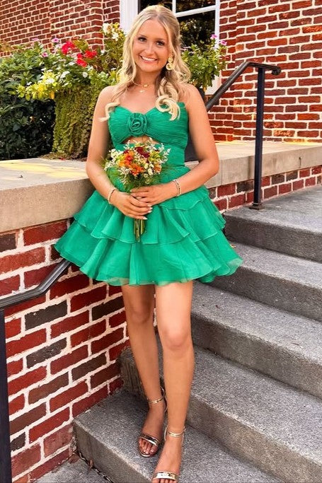 Strapless Keyhole Ruffle A-Line Homecoming Dress