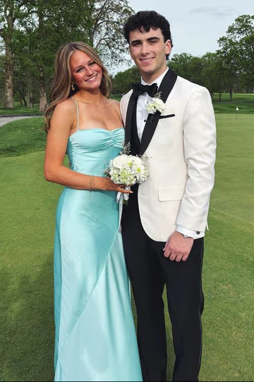 Spaghetti Straps Yellow Pleated Maxi Dress with Slit