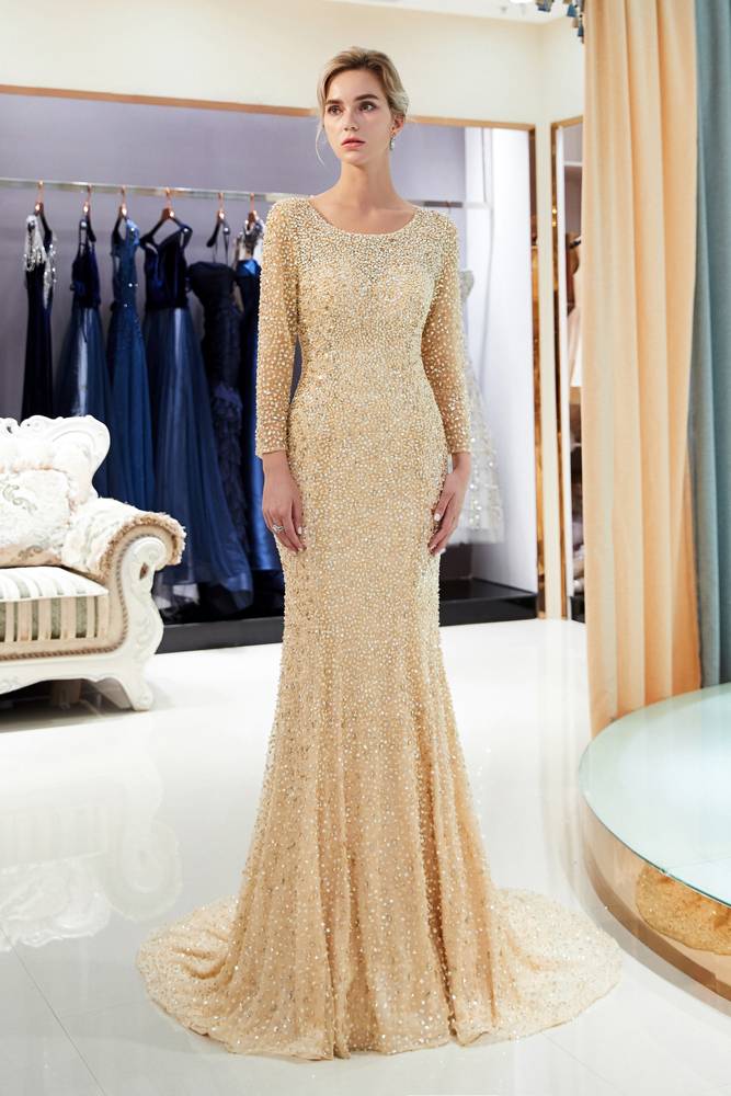 Long Sleeves Sequined Open Back Mermaid Periwinkle Blue Evening Dress FancyVestido Long Sleeves Sequined Open Back Mermaid Periwinkle Blue Evening Dress FancyVestido