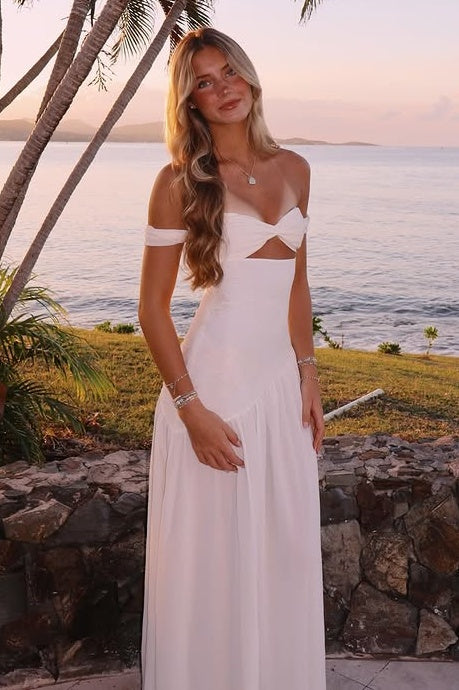 A-Line Chiffon Sweetheart Off-Shoulder Maxi Party Prom Dress