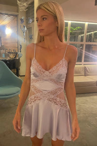 A-Line Satin And Lace V-Neck Short Homecoming Dress