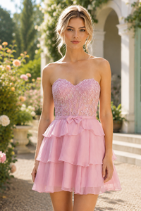 A-Line Sweetheart  Sheer Empire Two Tone Tiered Homecoming Dress