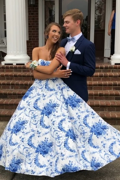 Appliques A-Line Empire Strapless Maxi Party Prom Dress