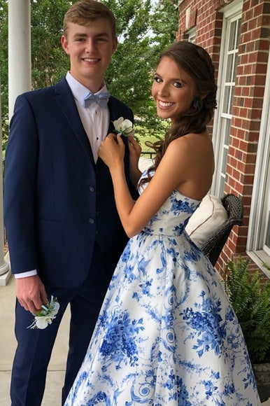 Appliques A-Line Empire Strapless Maxi Party Prom Dress