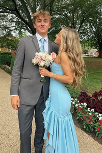 Yellow Strapless Ruffle Mermaid Prom Dress with Slit