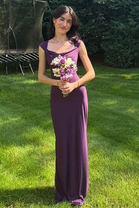 Bateau Straps Satin Empire Maxi Party Evening Dress