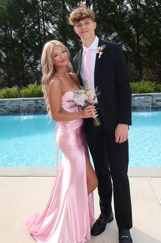 Beaded Sweetheart Strapless Mermaid Split Party Prom Dress