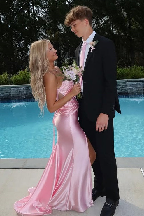 Beaded Sweetheart Strapless Mermaid Split Party Prom Dress