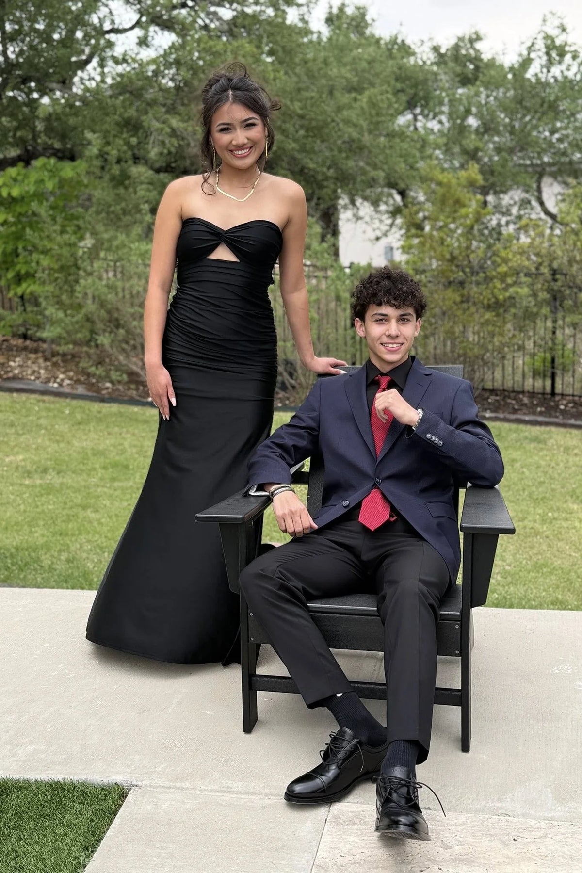 Black Satin Mermaid Sweetheart Strapless Split Prom Party Dress