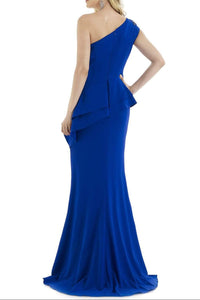Blue One Shoulder Sleeveless Empire Mermaid Mother Of Bride Dress