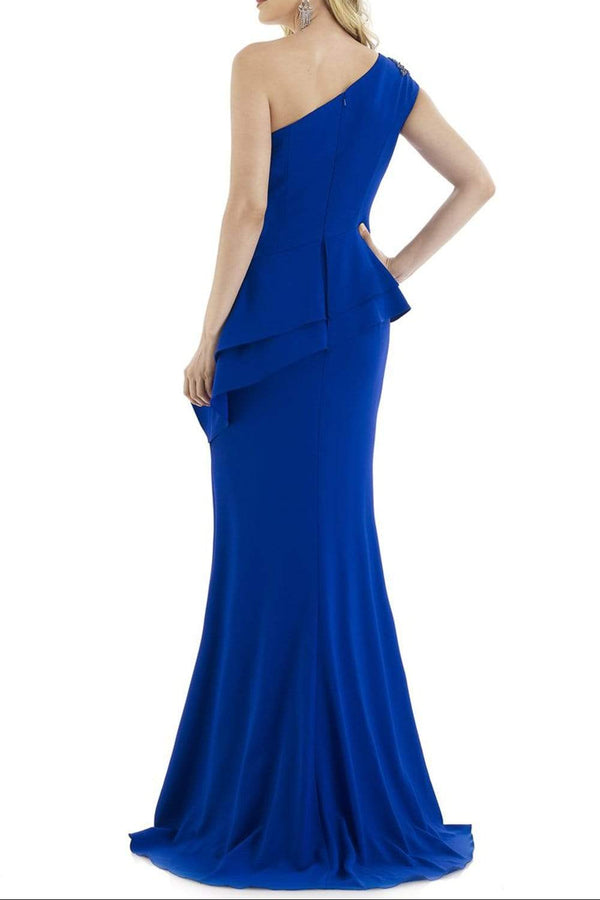 Blue One Shoulder Sleeveless Empire Mermaid Mother Of Bride Dress
