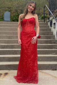 Boat Off-Shoulder Sparkly Sequin Mermaid Party Prom Dress