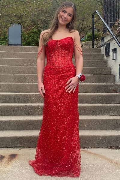 Boat Off-Shoulder Sparkly Sequin Mermaid Party Prom Dress