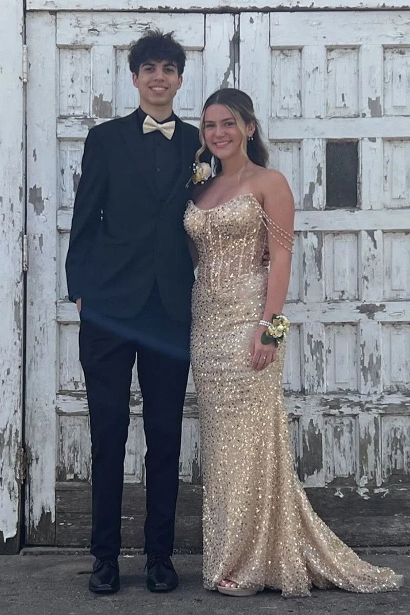 Boat Off-Shoulder Sparkly Sequin Mermaid Party Prom Dress