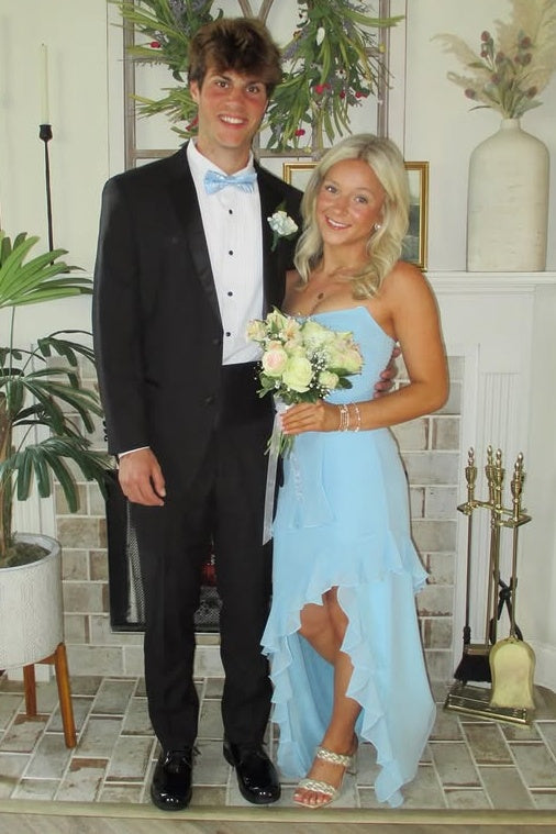 Boat Strapless Chiffon A-Line Ruffle Split Party Prom Dress