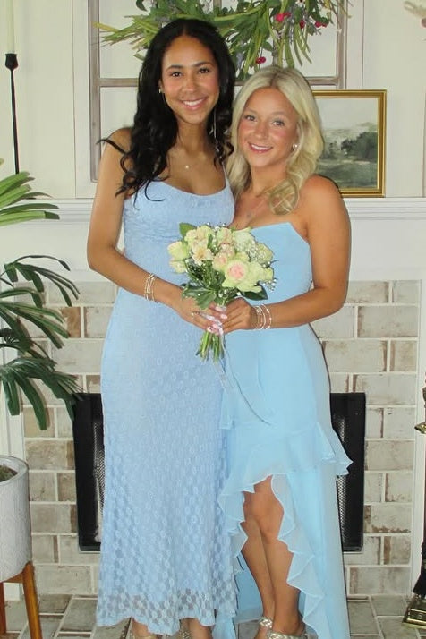 Boat Strapless Chiffon A-Line Ruffle Split Party Prom Dress