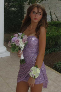 Boat Strapless Fully Sequin Mini Party Homecoming Dress 