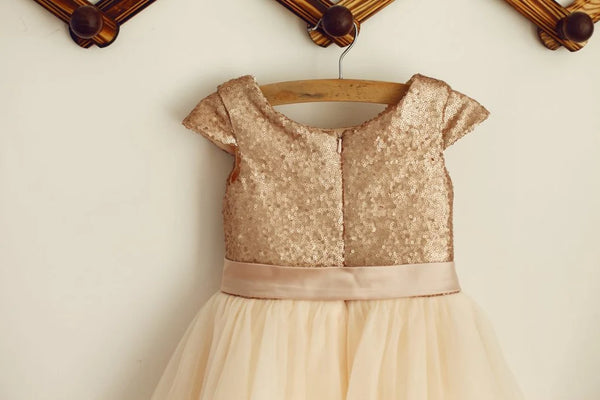 Cap Sleeves Round Empire A-Line Two Tone Flower Girl Dress 