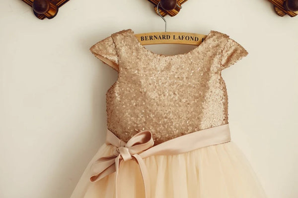 Cap Sleeves Round Empire A-Line Two Tone Flower Girl Dress 