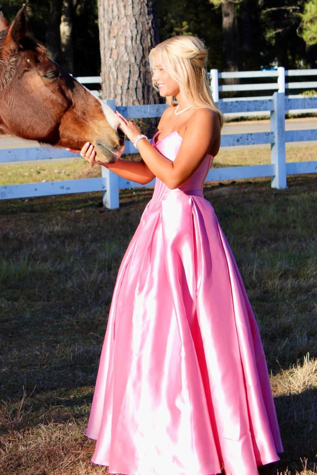 Casual Satin A-Line Strapless Empire Party Prom Dress