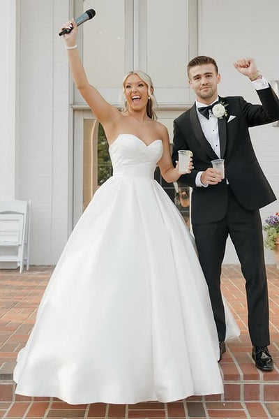 Casual Satin A-Line Sweetheart Strapless Empire Wedding Dress