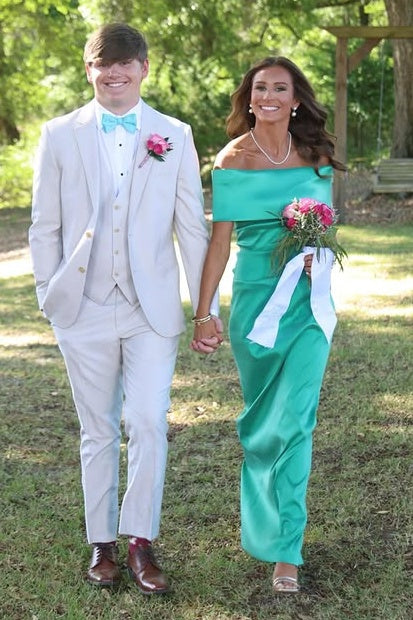 Casual Satin Fitted Off- Shoulder Floor-Length Party Prom Dress