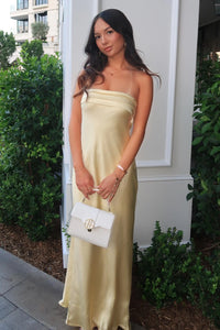 Casual Satin Fitted Strapless Backless Maxi Party Prom Dress