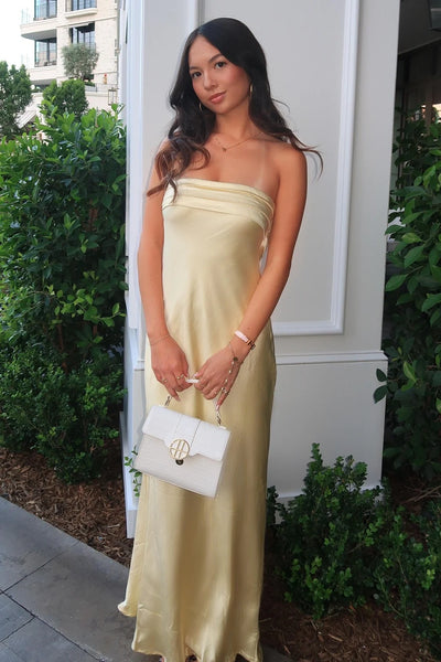 Casual Satin Fitted Strapless Backless Maxi Party Prom Dress