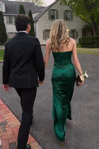 Casual Satin Mermaid Ruched Empire Split Party Prom Dress