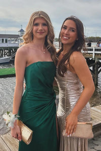 Casual Satin Mermaid Ruched Empire Split Party Prom Dress