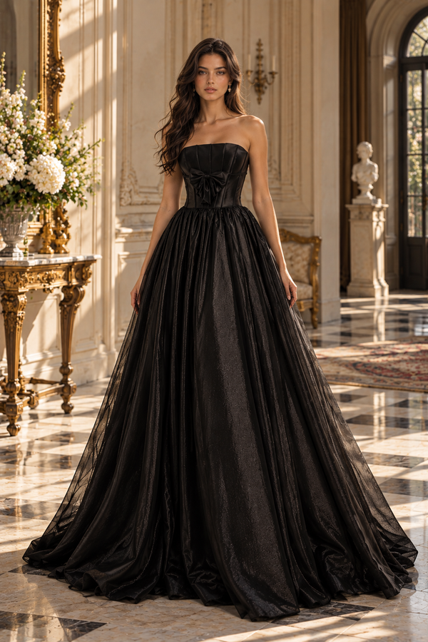 Casual Sleeveless High-Waist Shine Tulle A-Line Party Prom Dress