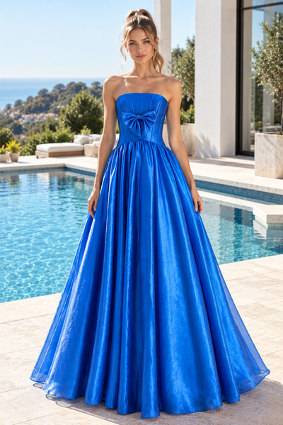 Casual Sleeveless High-Waist Shine Tulle A-Line Party Prom Dress