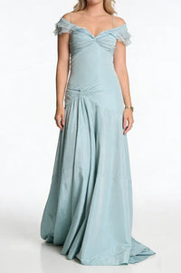 Chic A-Line Ruffle Straps Long Party Prom Dress With Train