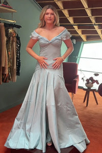 Chic A-Line Ruffle Straps Long Party Prom Dress With Train