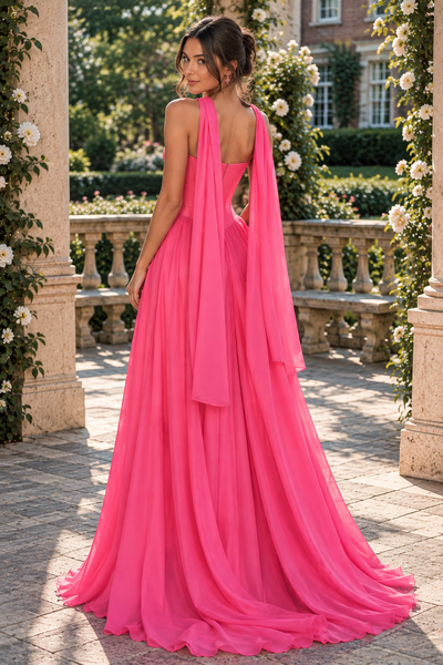 Chic A-Line Sweetheart Strapless Chiffon And Satin Party Prom Dress