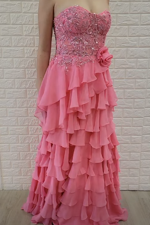 Chic Chiffon A-Line Tiered Empire Party Prom Dress With Leg Slit
