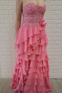 Chic Chiffon A-Line Tiered Empire Party Prom Dress With Leg Slit