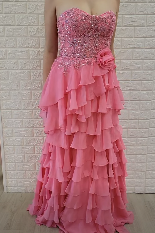 Chic Chiffon A-Line Tiered Empire Party Prom Dress With Leg Slit