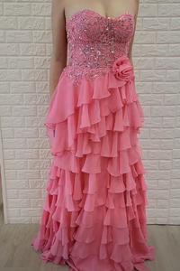 Chic Chiffon A-Line Tiered Empire Party Prom Dress With Leg Slit