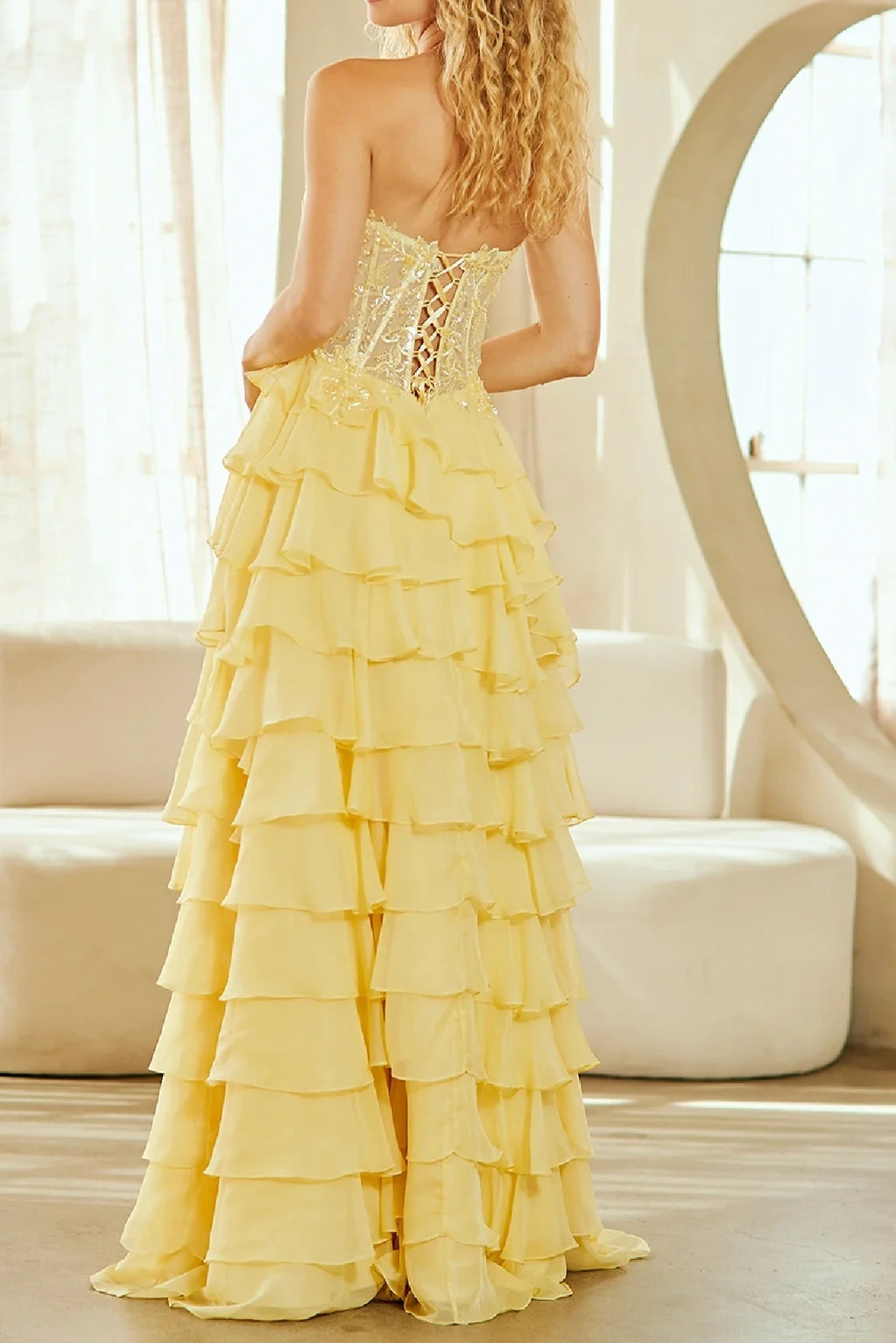 Chic Chiffon A-Line Tiered Empire Party Prom Dress With Leg Slit
