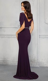 Chic Low V-Neck Half Sleeves Empire Mermaid Mother Of Bride Dress