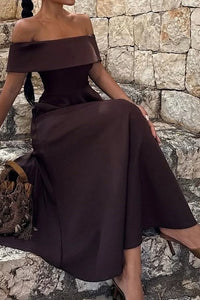 Chic Satin A-Line Off-Shoulder Empire Party Evening Dress
