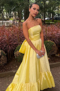 Chic Strapless A-Line Empire Party Prom Dress With Bow