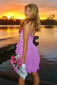Chic Sweetheart Sleeveless A-Line Chiffon Ruffle Homecoming Dress