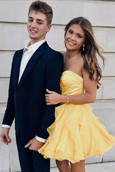 Chic Sweetheart Sleeveless A-Line Chiffon Ruffle Homecoming Dress